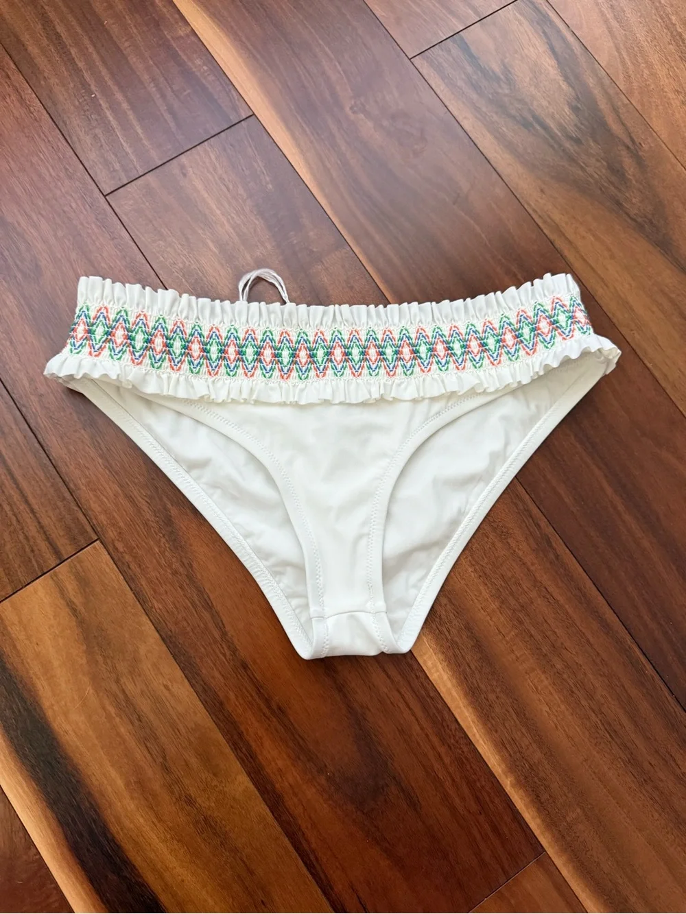 Tory Burch Embroidered Waist Cream Bikini Bottom XS Chic Swimwear